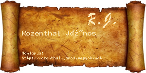 Rozenthal János névjegykártya